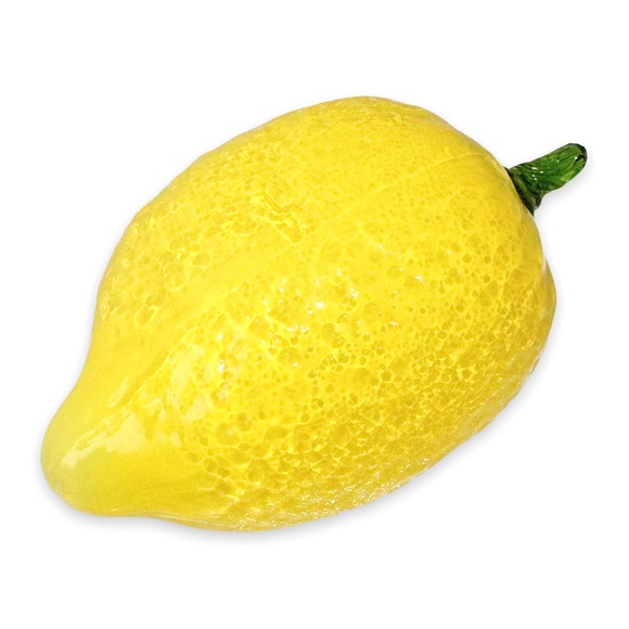 Vintage Art Glass Lemon Figurine Murano Style Realistic Citrus Fruit Statuette - Picture 1 of 5